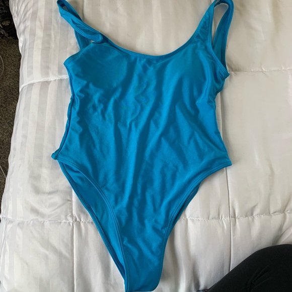 Sports Illustrated Swim Swim Vintage Aqua Blue High Cut One Piece